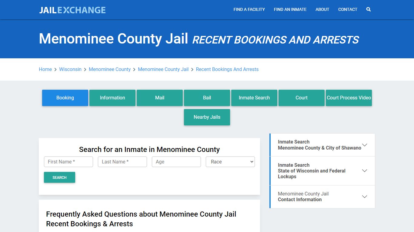 Menominee County Jail & Sheriff Recent Bookings And Arrests