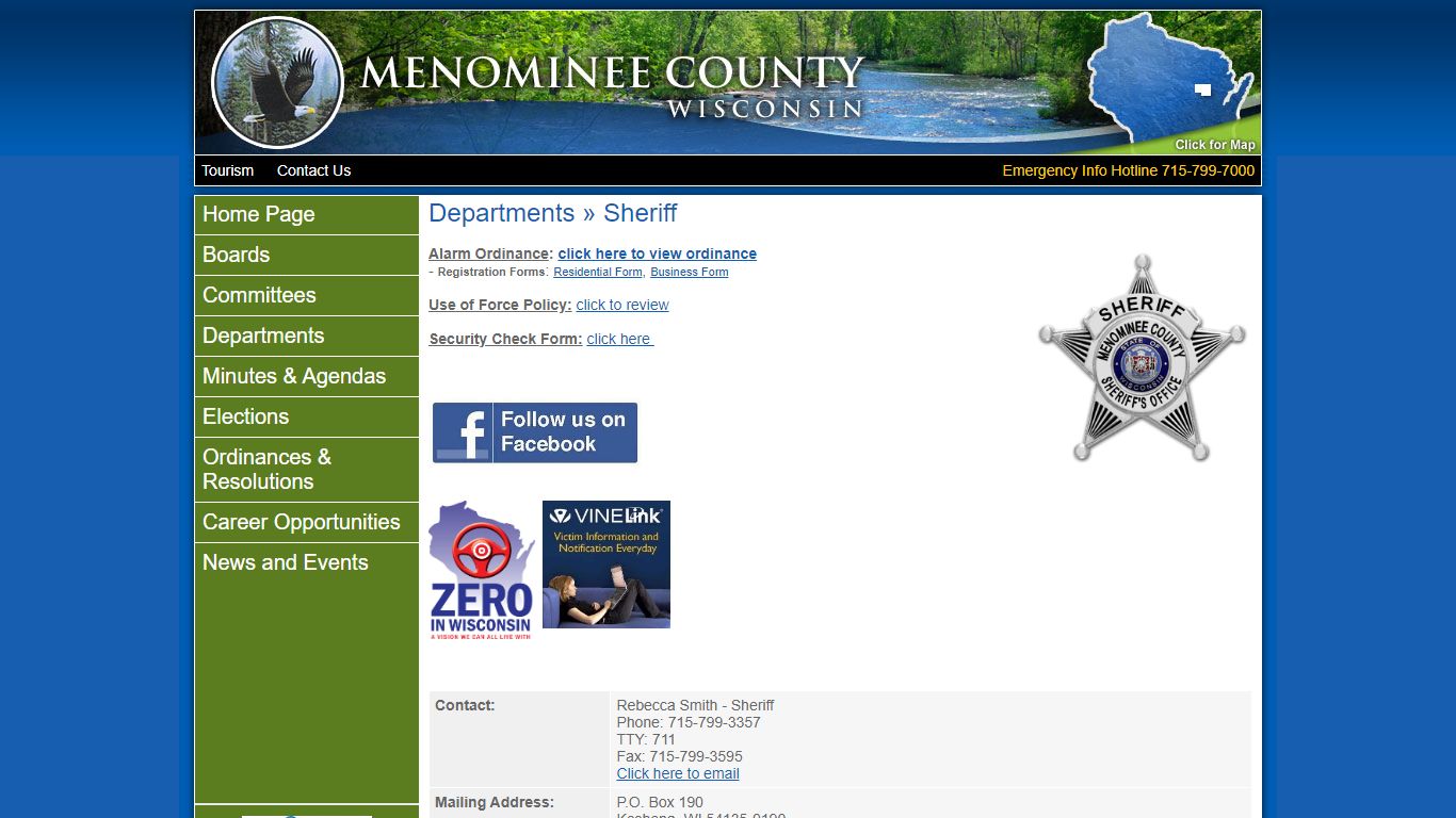 Menominee County » Departments » Sheriff