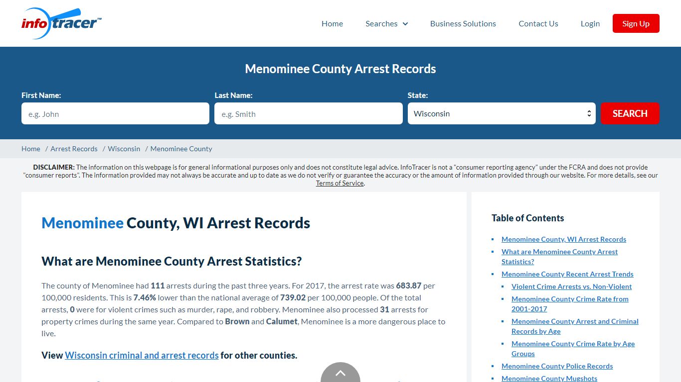 Menominee County, WI Arrests, Mugshots & Jail Records - InfoTracer